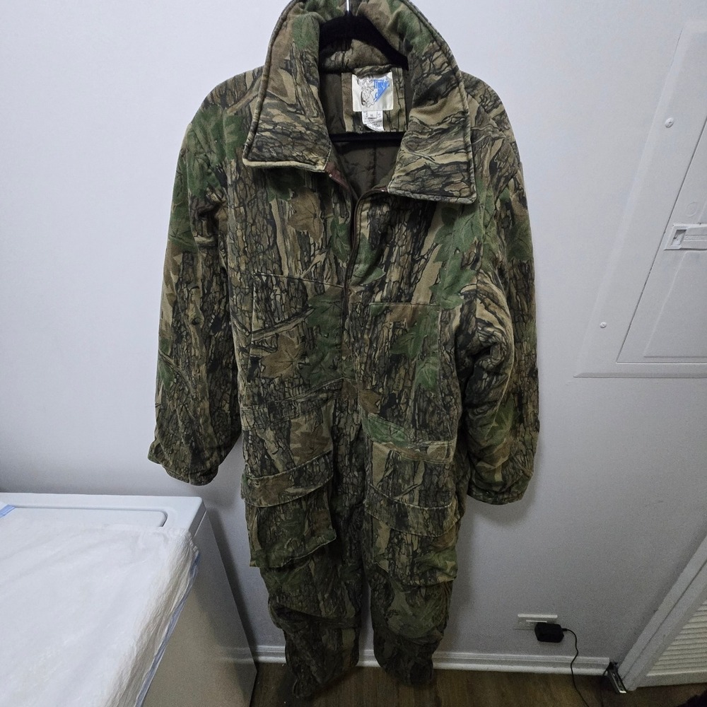 Trophy Club Vintage Camo Insulated Hunting Coveralls XL Trebark Made in Korea